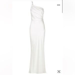 Shona Joy Asymmetrical Gathered Maxi Dress Ivory